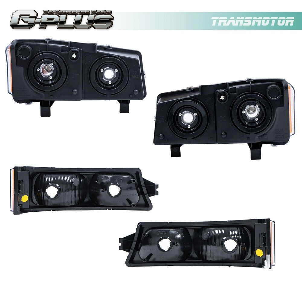 Fits 03-06 for Silverado for CHRome Amber Corner Headlights + Signal Bumper - v