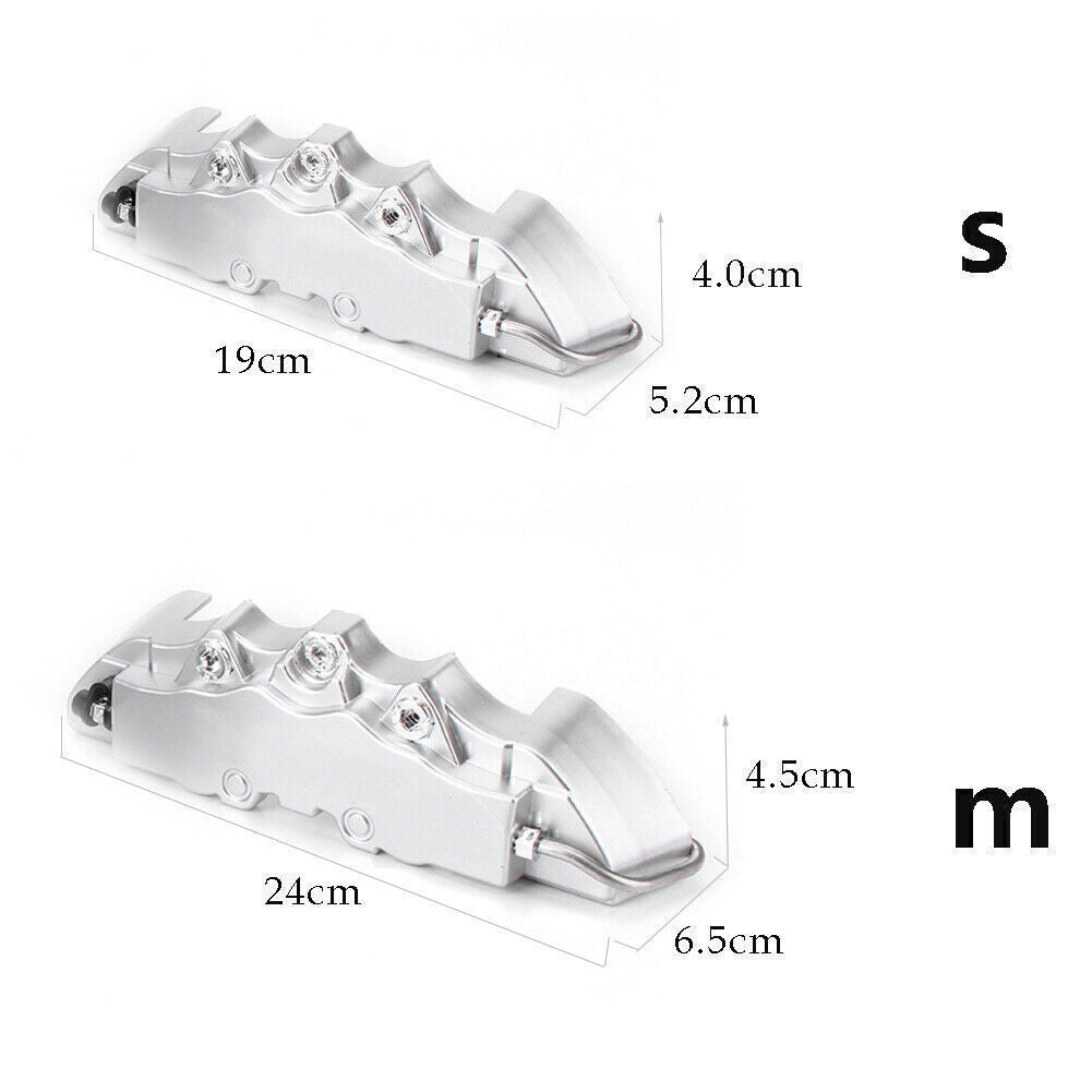 Auto 3D Front Rear Disc Brake Caliper Covers Set Silver Fashion Truck Universal Q