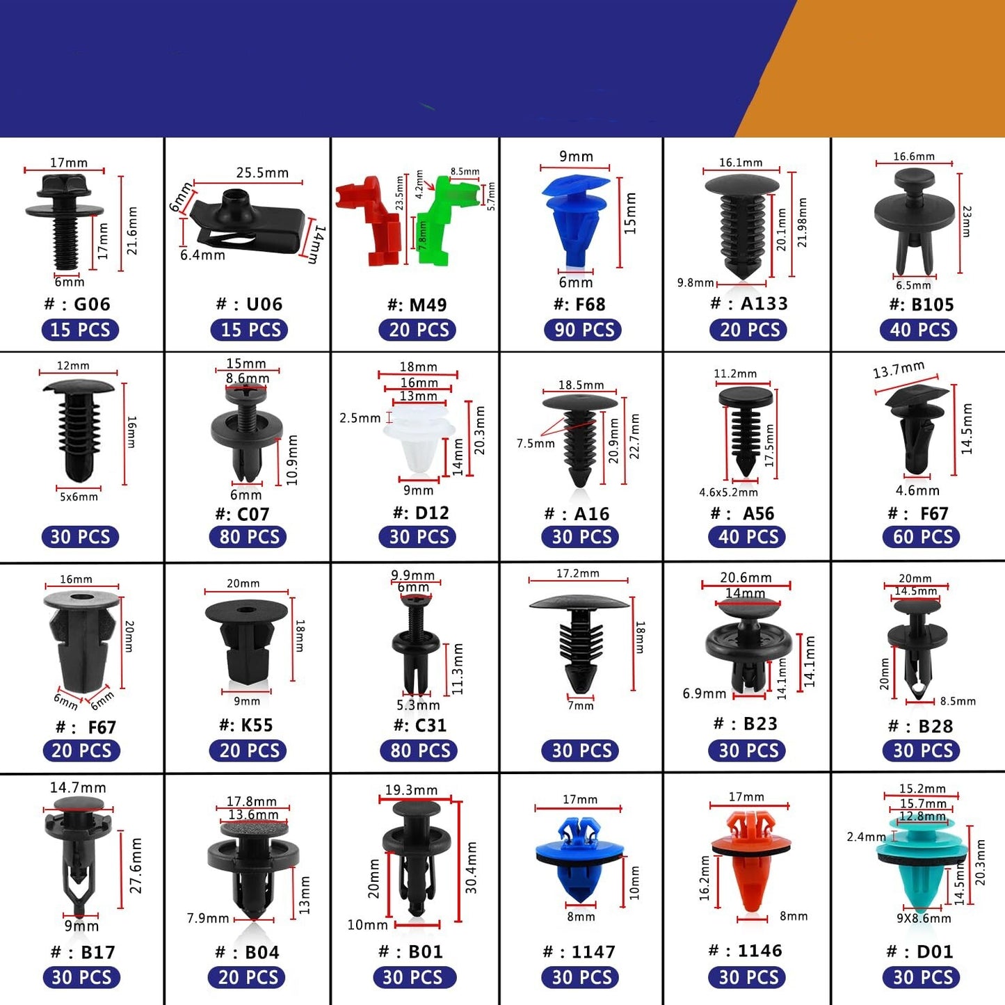 960P Car Bumper Clip Mudguard Decoration Automatic Sales Rivet Buckle Clip Screws