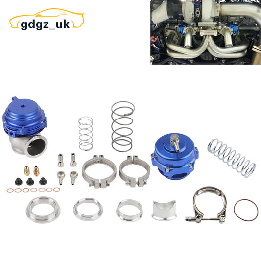 50mm Turbo Blow Off Valve BOV44mm External Wastegate MVR V-Band Flange Blue Kit