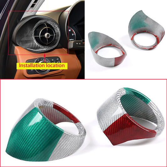 3Color Carbon Fiber Side Air Vent Outlet Ring Trim for Alfa Romeo Giulia 2017-22