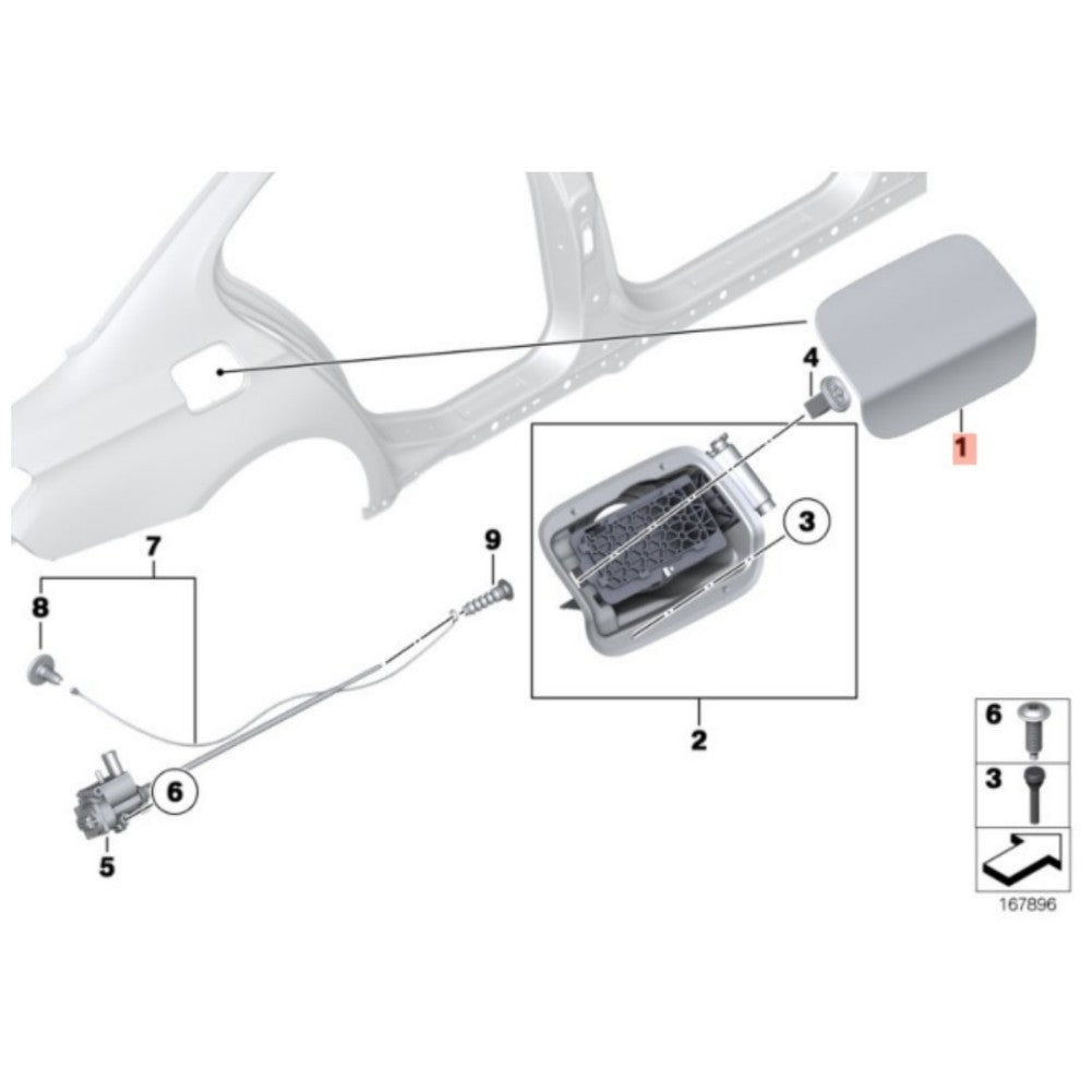 Fuel Tank Door for BMW 740 750 760 09-15