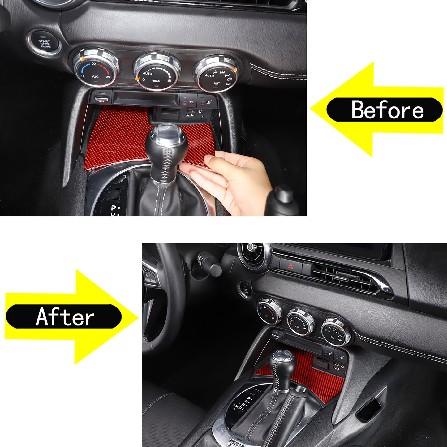 Red carbon fiber center console storage compartment slot for Mazda MX-5 2016-2023 n