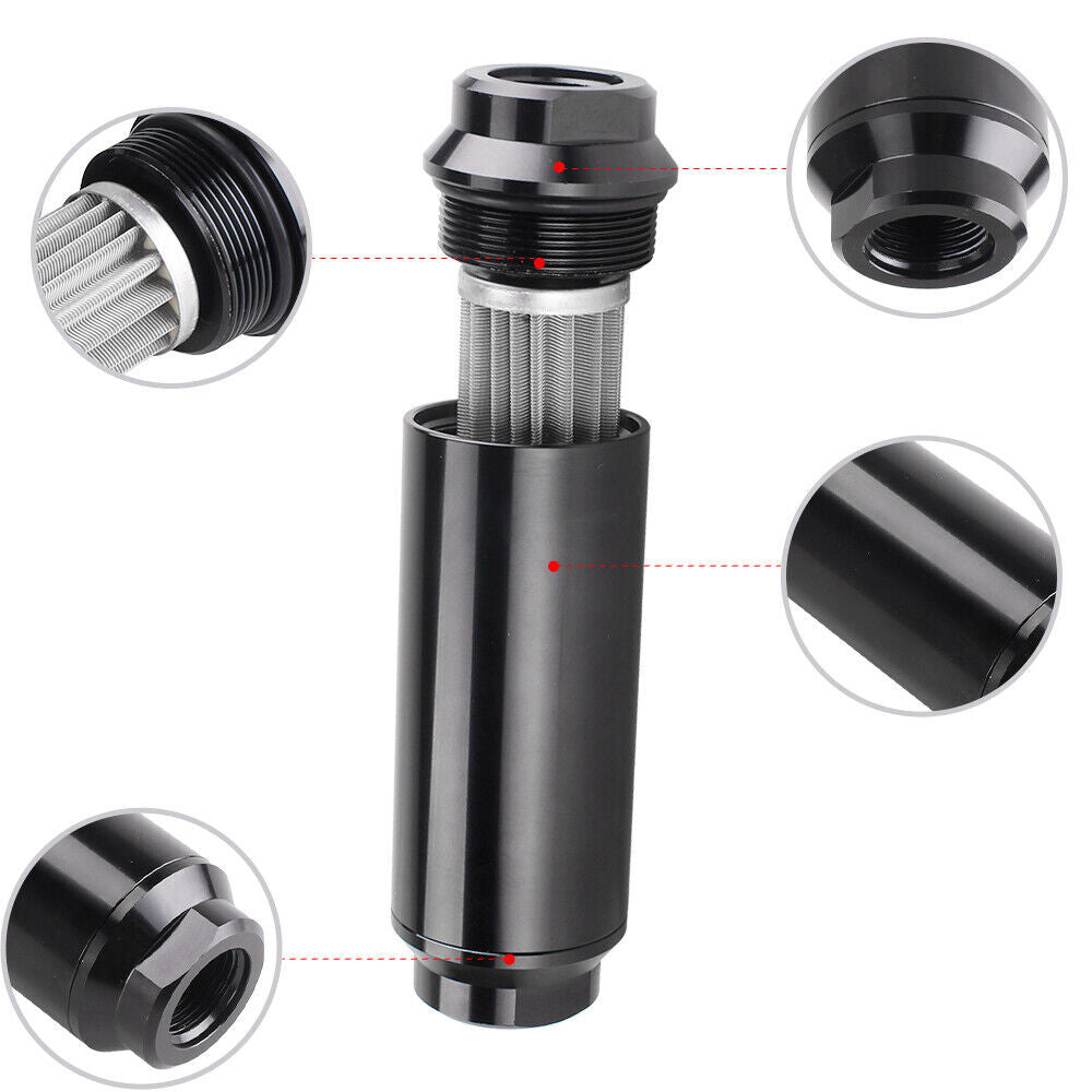 Inline Fuel Filter High Flow 100 Micron Cleanable 6AN/8AN/10AN-Adapter Universal Q