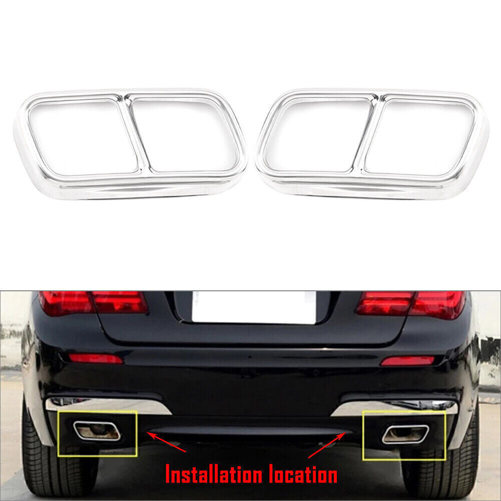 Fit 2009-14 10 for BMW F01 7 Series Rear Tail Muffler Exhaust Pipe Output Cover Trim Q
