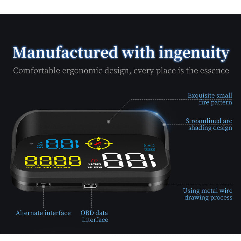 Car Digital GPS Head Up Display Speedometer OBD2 Speed Temp Alarm Projector v