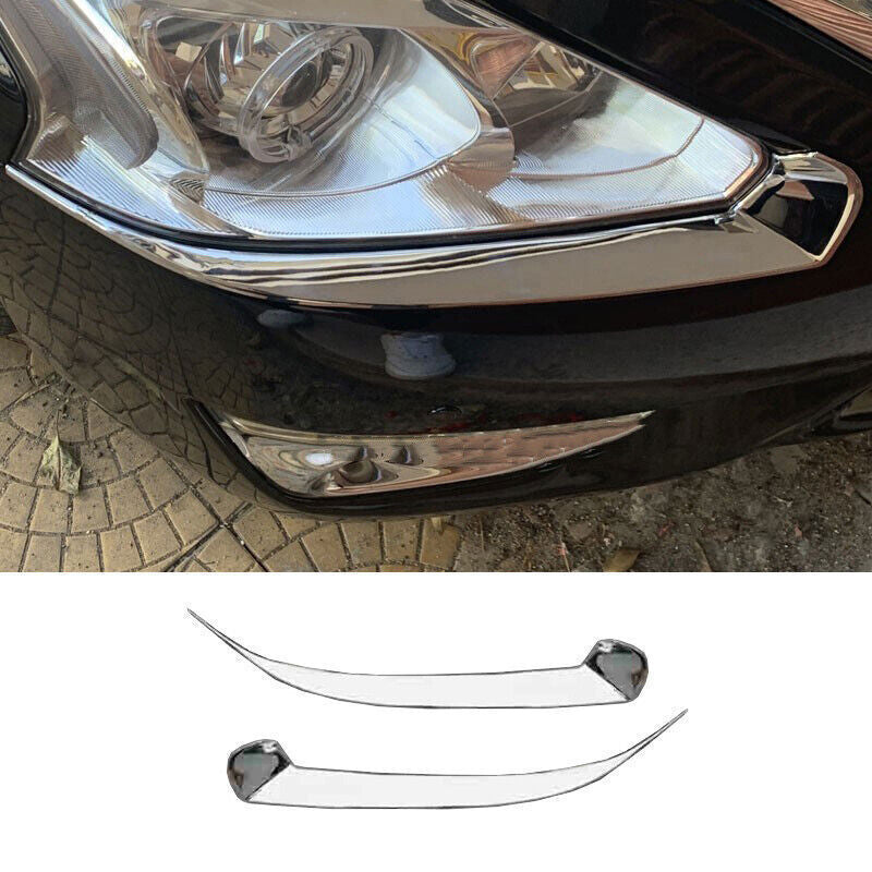 2PCS Chrome Front Headlight Lamp Eyebrow Trim For Altima Teana 2014-2015 n