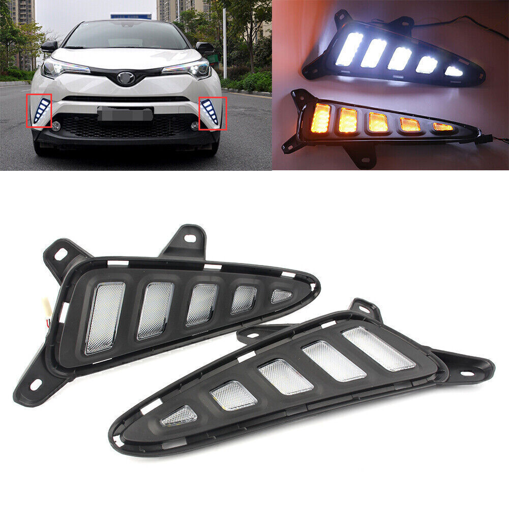 for Toyota CHR C-HR 2018 Pair LED Daytime Running Lights Turn Signal Lamp DRL Q