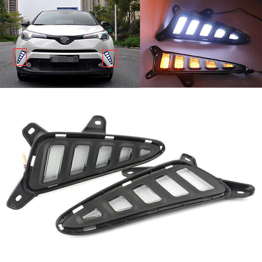 for Toyota CHR C-HR 2018 Pair LED Daytime Running Lights Turn Signal Lamp DRL Q