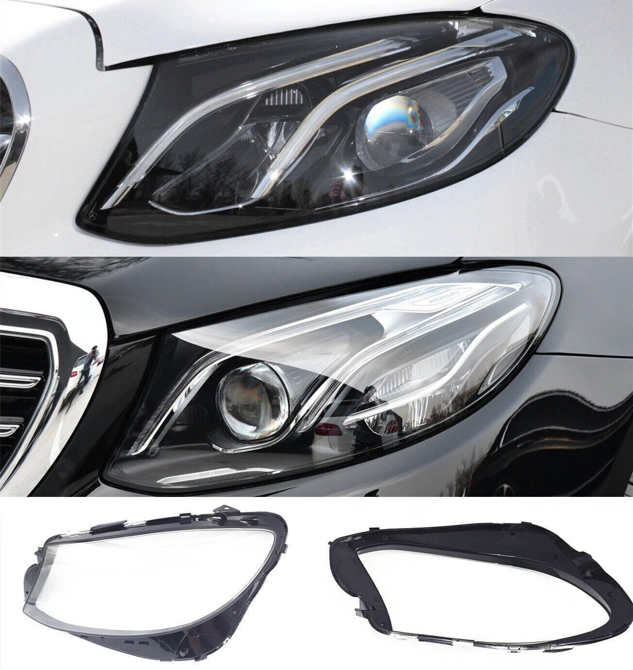 Pair Shell Headlight Lens Cover for Mercedes Benz W213 E Class 2017-2020 1PCS Q