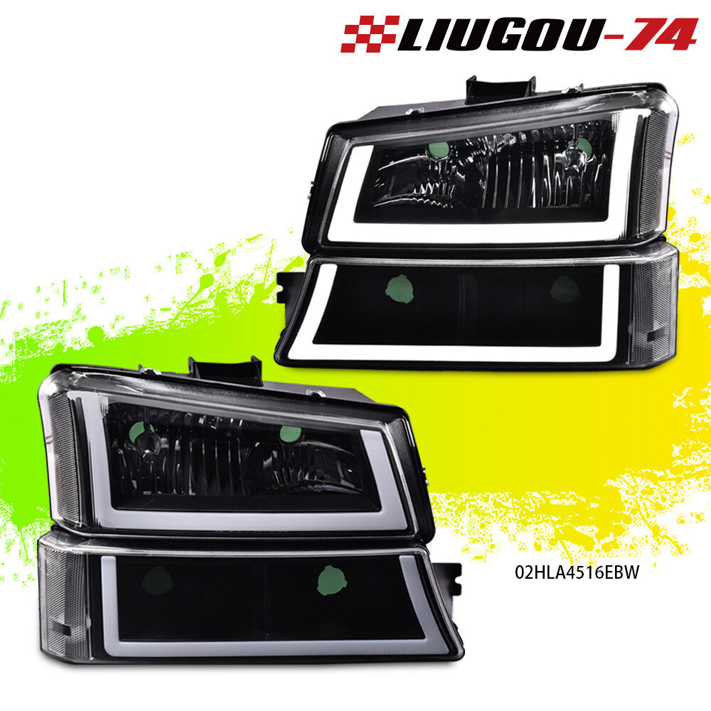 Suitable for 03-07 SILVERADO LED DRL black house headlights + taillights pair