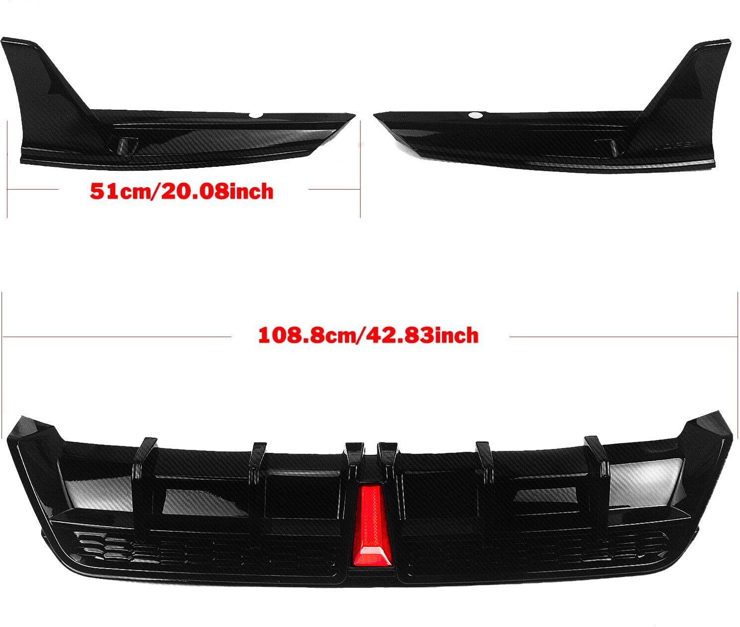 Carbon Style Rear Bumper Diffuser +Corner Extension for Camry SE XSE 2018-2023