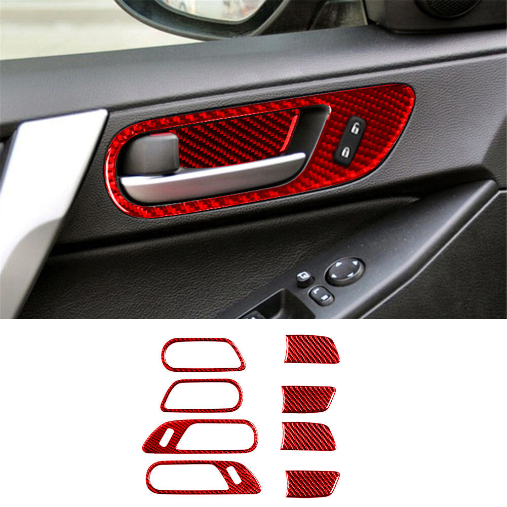 8Pcs Red Carbon Fiber Door Handle Cover Trim for Mazda 3 Axela 2010-2013 Type B