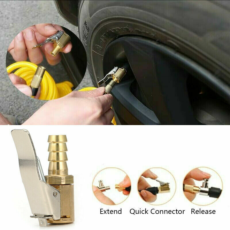 4x 8mm Car Tyre Wheel Tire Air Chuck Inflator Pump Valve Clip Connector Brass