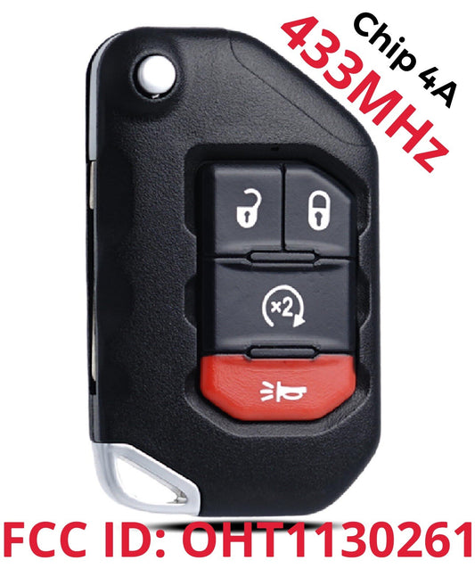 Compatible with 2018-23 for JEEP for WRANGLER GLADIATOR for Smart Key Remote FLIP FOB OHT1130261