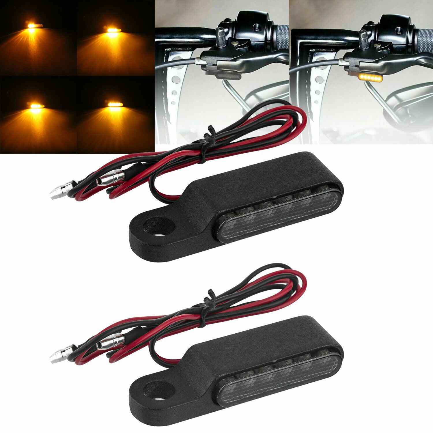 2 for Mini Handlebar Motorcycle LED Turn Signal Flashing Light Indicator Light Amber Light
