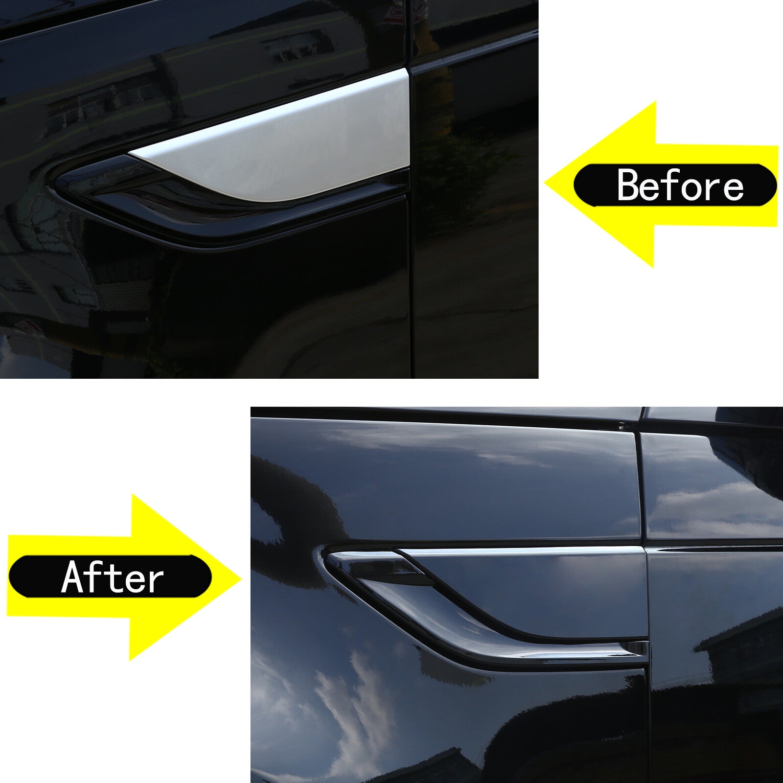 Side fender vent protectors for Land Rover Discovery 5 LR5 2017-2023, gloss black. n