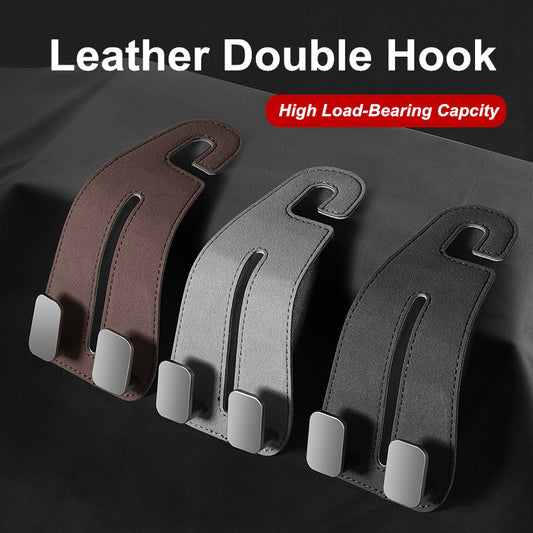 Leather car SUV rear for seat headrest double hook hook wallet and general merchandise shelf - n