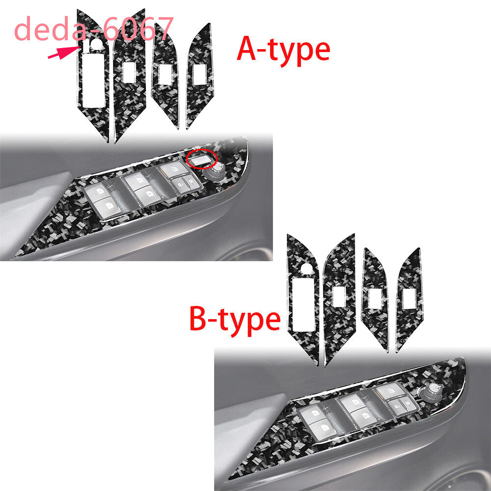 RHD Window Lift Switch Button Cover For T@yota Hilux Revo 2015-21 Forged Carbon