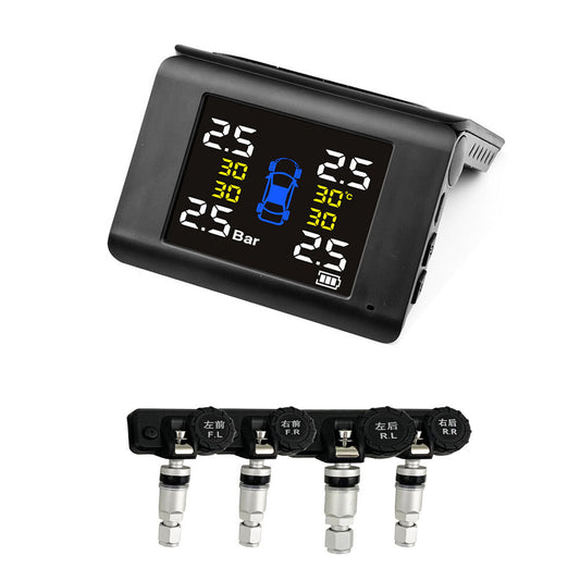 TPMS Car Tire Pressure Monitoring System Wireless Solar LCD Display 4 Sensors Q