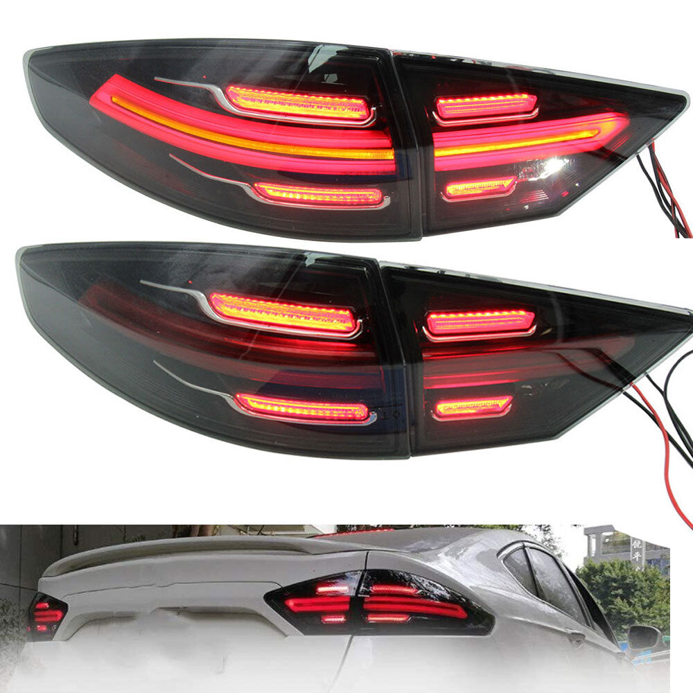 LED Smoked Tail Lights For 2013-2016 for Ford Fusion Rear Lamp Start Animation New