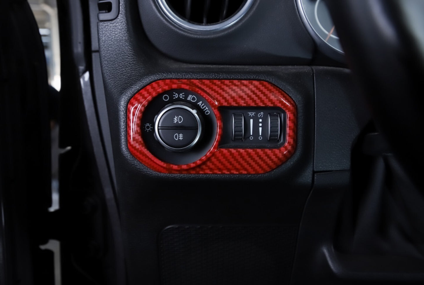 Red Carbon for Jeep for Wrangler JL JT 2018+ Headlight Lamp Switch Button Cover Trim