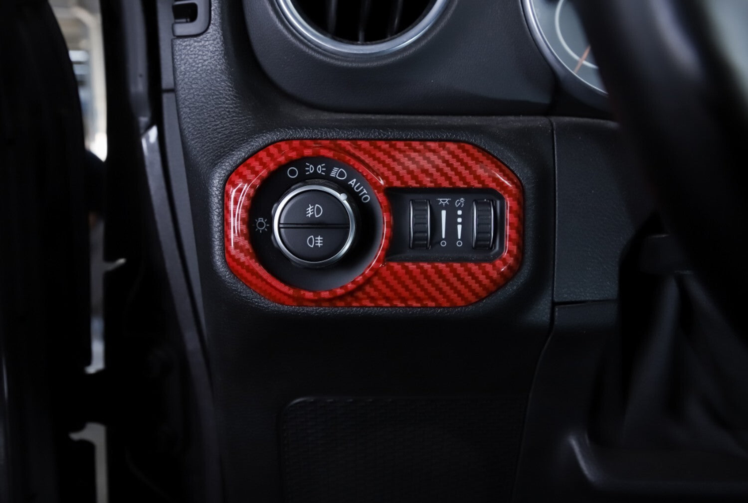 Red Carbon for Jeep for Wrangler JL JT 2018+ Headlight Lamp Switch Button Cover Trim