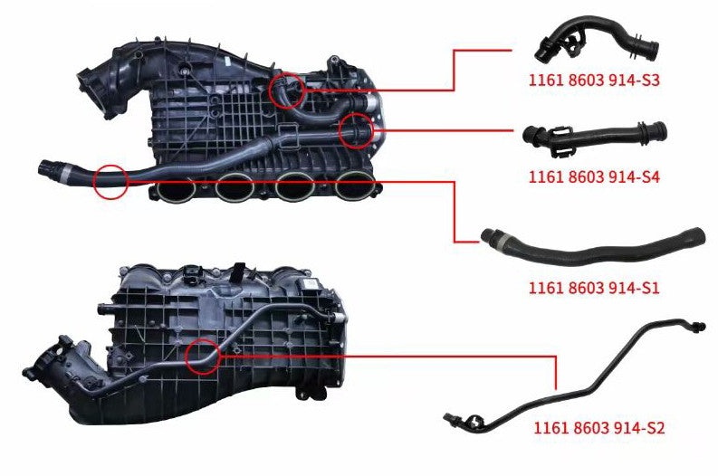4 piece Engine Intake Manifold hose for F20 F30 G30 X3 X4 125i 330i B48 v