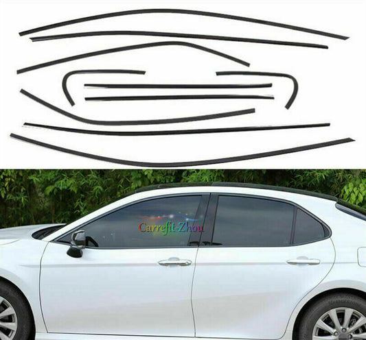 for Toyota for Camry 2018-2023 Black Stainless Side Window Molding Trim Strips 10pcs