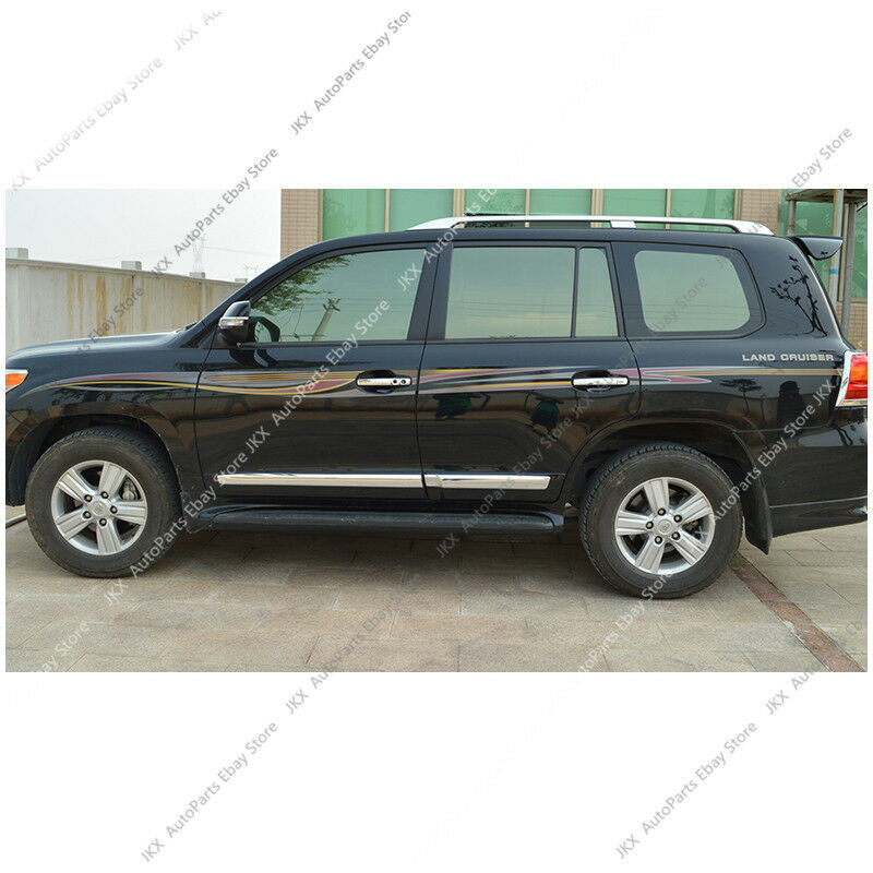 for Toyota for Land Cruiser LC200 2008-2021 Black+Chrome Side Door Body Molding Trim