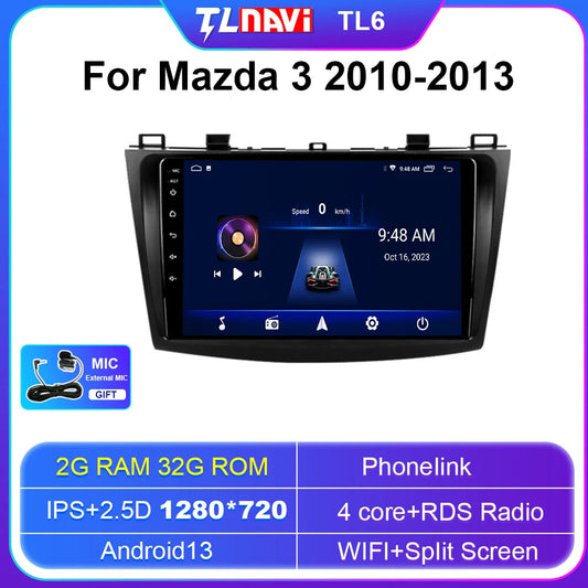10-13 Car Radio for MAZDA 3 GPS Android Stereo Multimedia Player Carplay Screen