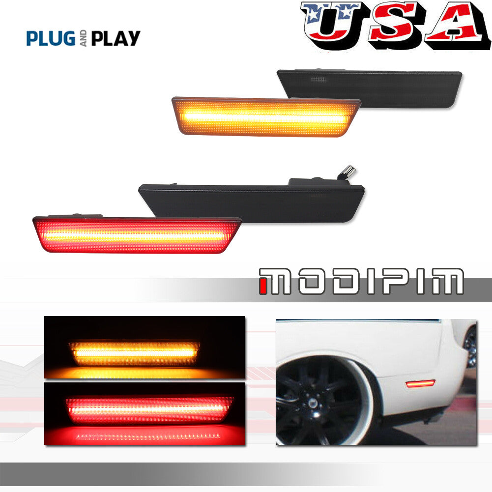 Smoked Lens LED Front and Rear Marker Lights for 2008 - 2014 for Dodge for Challenger - v