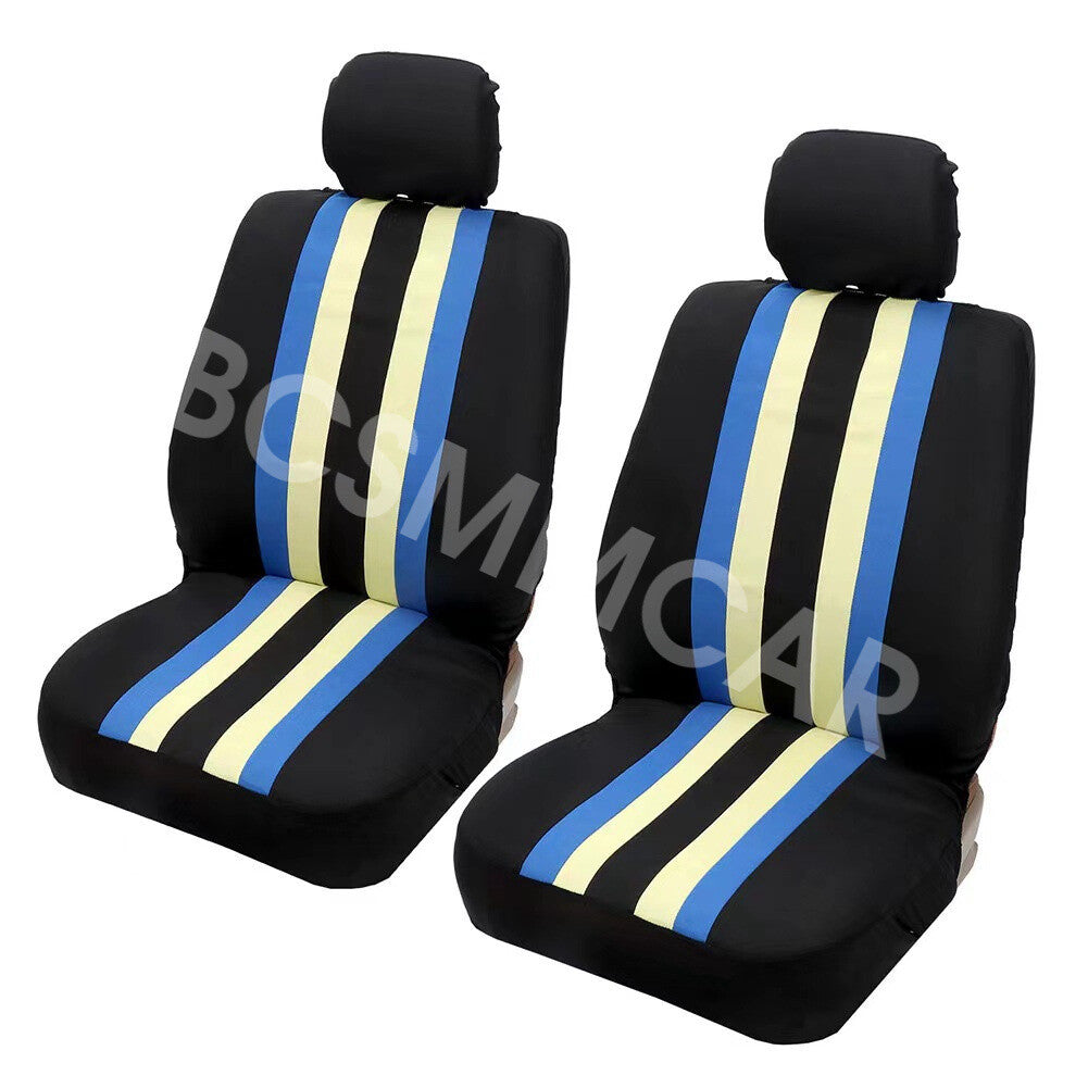 Front Car for Seat Covers Colorful Stripes Styling Chair Pad Mat W/Headrest Cover Q
