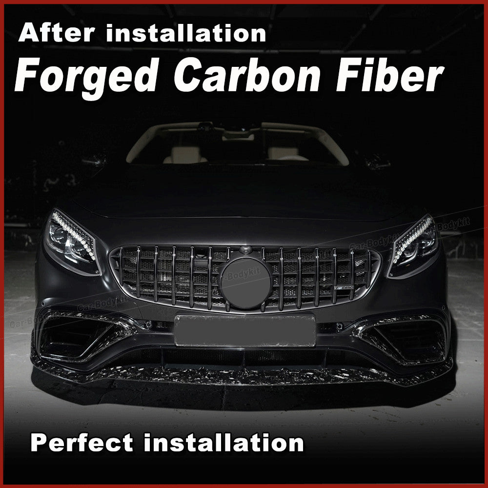 Forged Carbon Front Bumper Lip Spoiler for Mercedes C217 S500 S550 Coupe 2015-17
