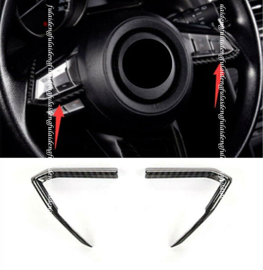 for Mazda 3 Axela 2017-2018 Carbon Fiber steering wheel button decor cover trim