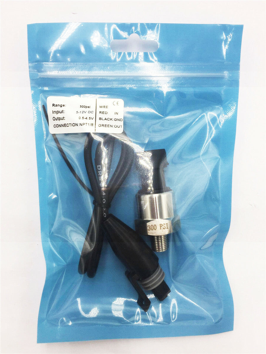 0-300 PSI Pressure Sensor Oil Fuel Air Water Pressure Transducer Sender Gauge Q