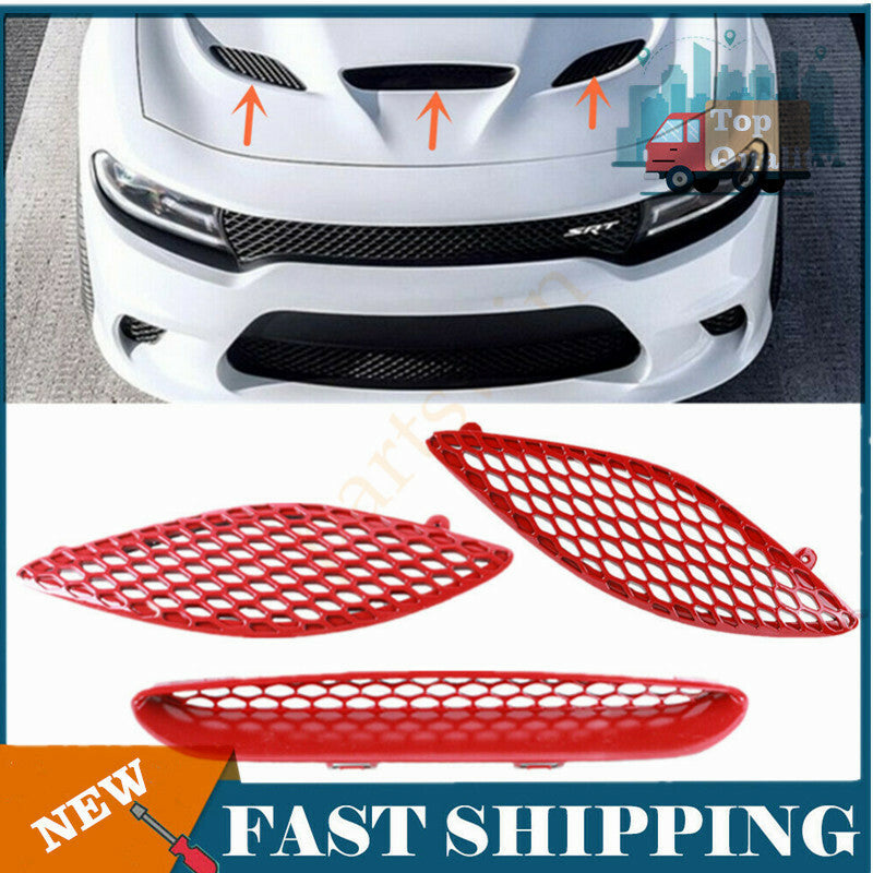 Suitable for 2015-2020 for Dodge Charger SRT Hellcat with Red Decorative Cover and Grille Frame - n