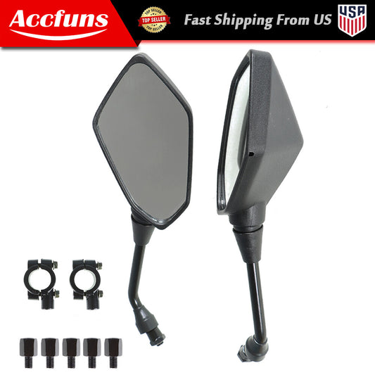Rearview side mirrors for Polaris Sportsman 400, 450, 500, 550, 570, 700, 800, and 850 all-terrain vehicles. n