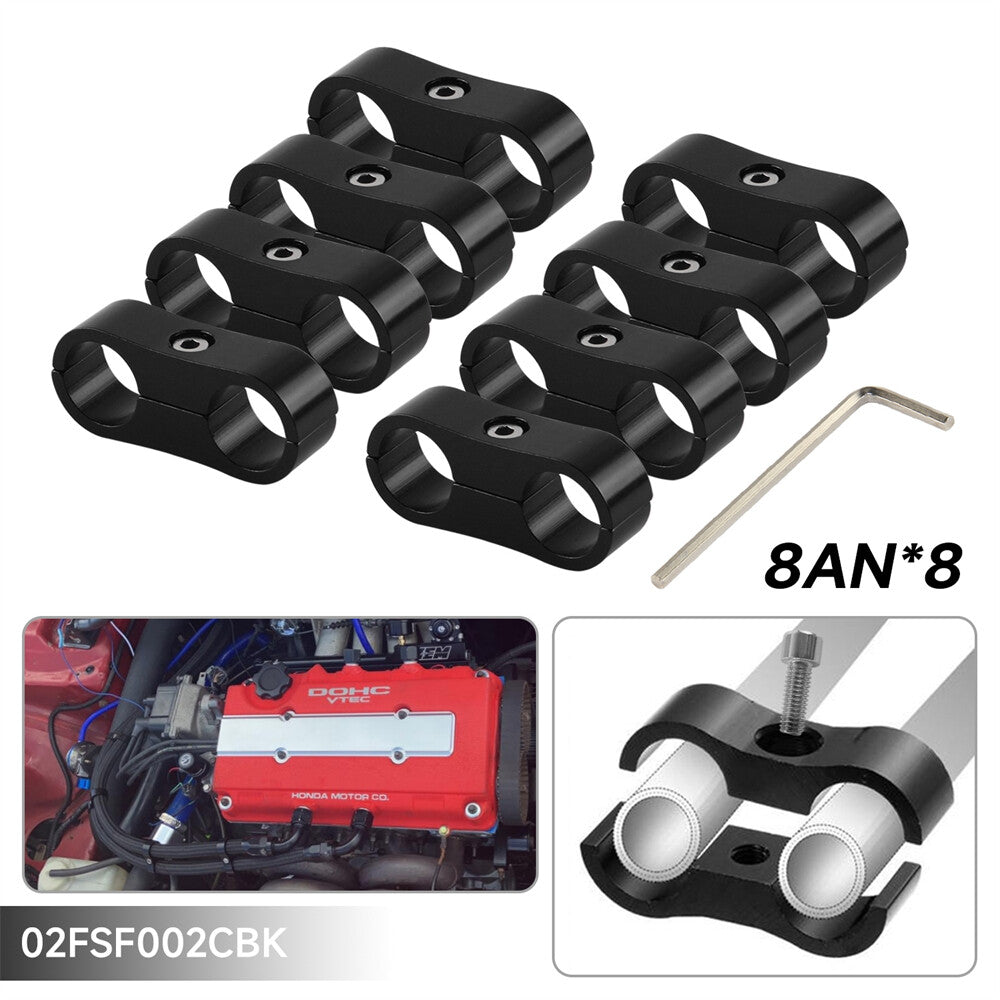 8pcs AN-8 AN8 16MM Braided Hose Separator Clamp Fitting Adapter Bracket BK