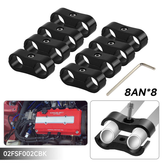 8pcs AN-8 AN8 16MM Braided Hose Separator Clamp Fitting Adapter Bracket BK