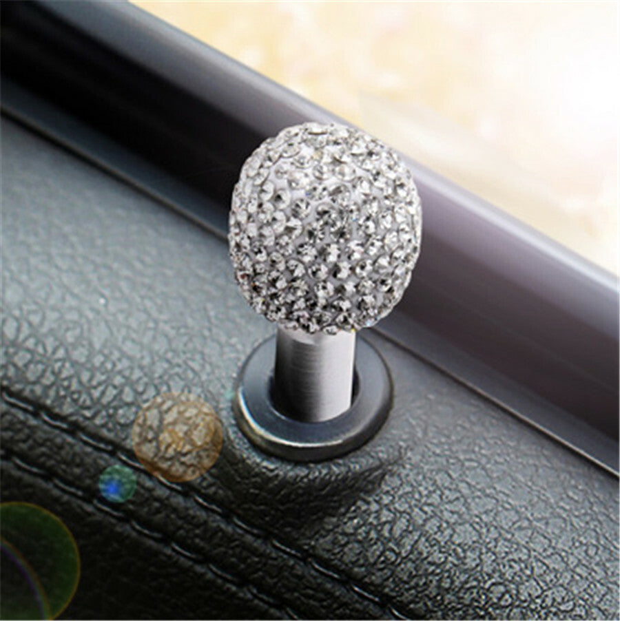 Bling Bling Rhinestone-encrusted Door Handle Interior Door Lock Knob Pins 2Pcs Q