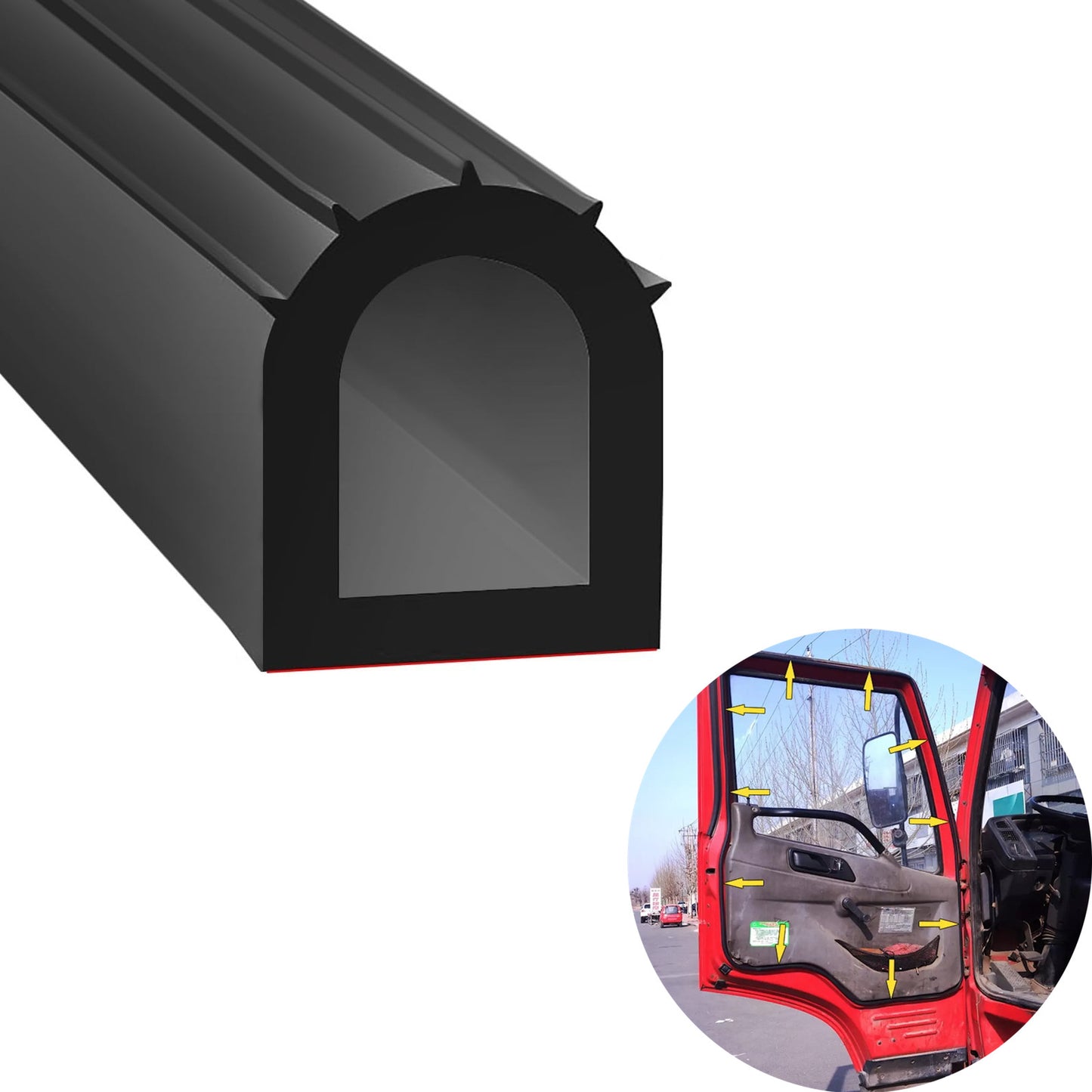1-inch D-shaped 12-foot door rubber weatherstripping self-adhesive sound insulation sealant - n