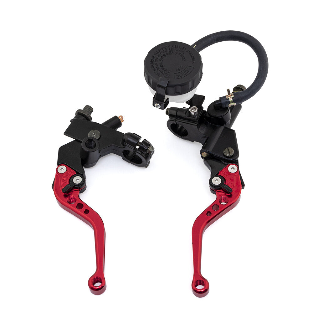 Universal 7/8 22mm Motorcycle Brake Clutch Levers Master Cylinder Reservoir Set Q