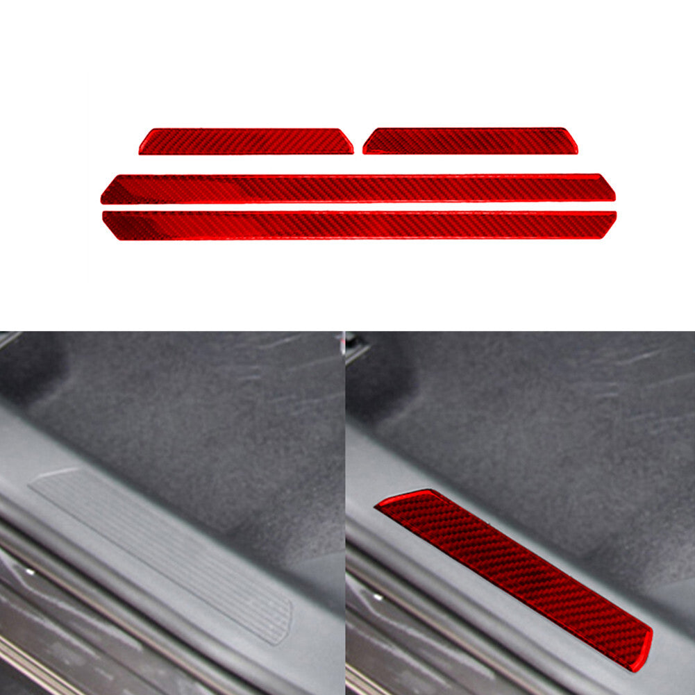 Red Carbon Fiber Door Sill Scuff Cover Scratch Protector for VW for Golf 8 MK8 GTI