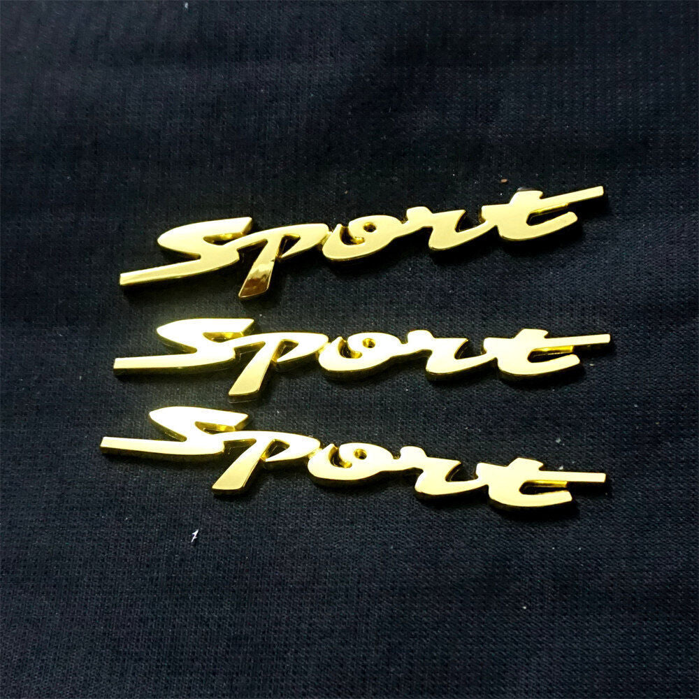 3x Sport Golden Chrome Metal Decal Sticker Badge Emblem Hatchback Car Diesel 4x4