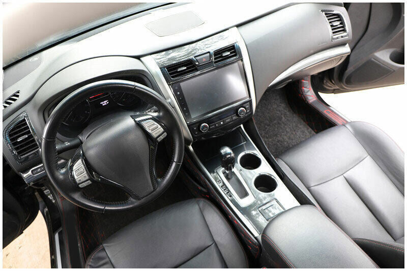 Console Gear Shift Water Cup Panel Trim 4 for Nissan Altima 13-15 Carbon Fiber