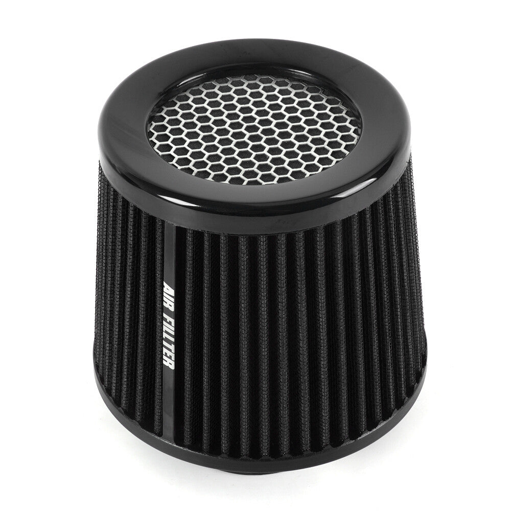 Black 3 76mm High Flow Inlet Cold Air Intake Cone Replacement Dry Air Filter