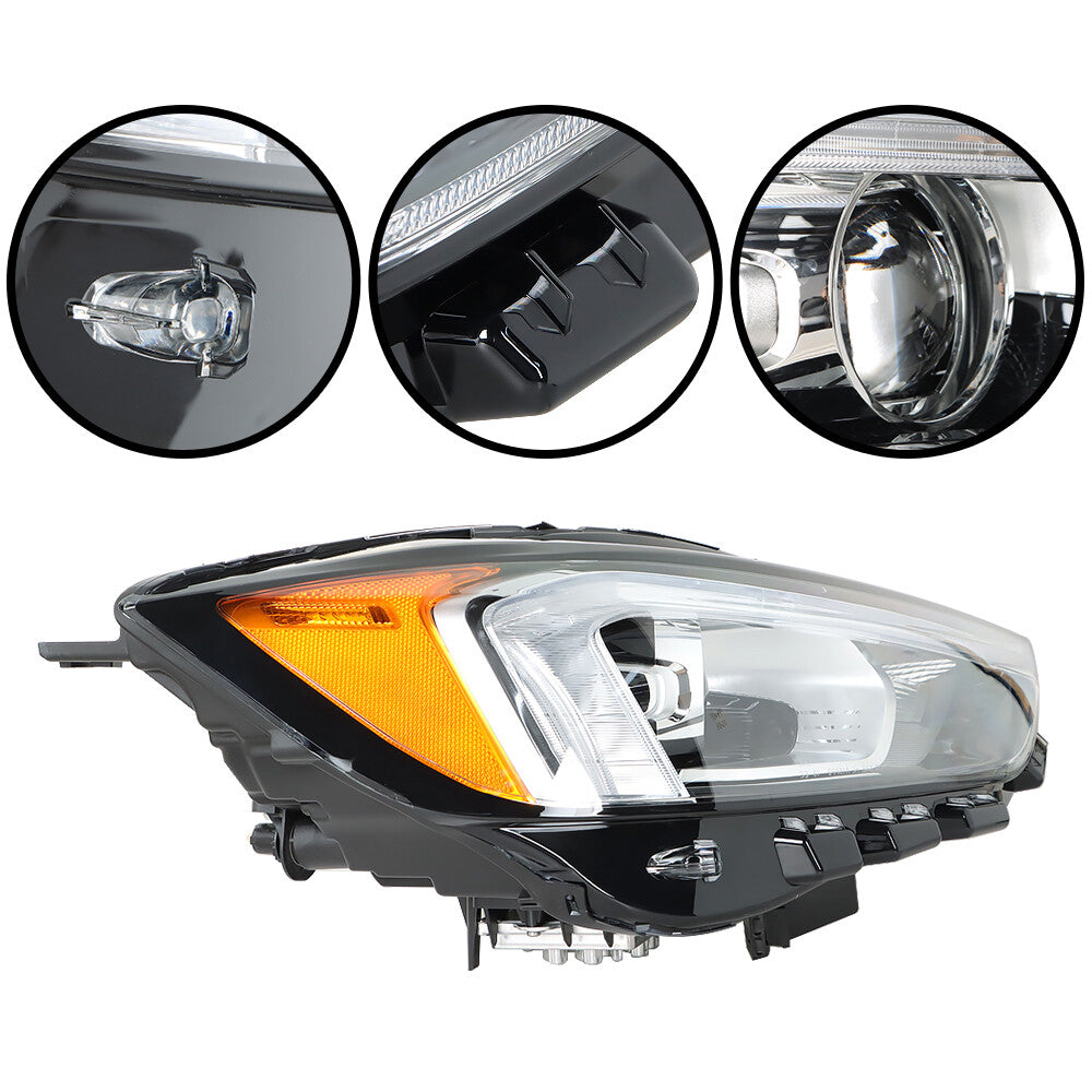 The right-side headlight is full LED with DRLs and a black housing, suitable for 2019-2021 Edge models. n
