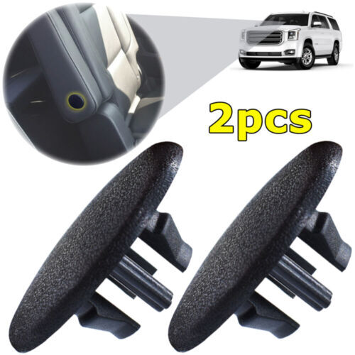 Two black rear for seat armrest bolt covers for 2007-2018 suburban Gimsey for Yukon Territory models. n
