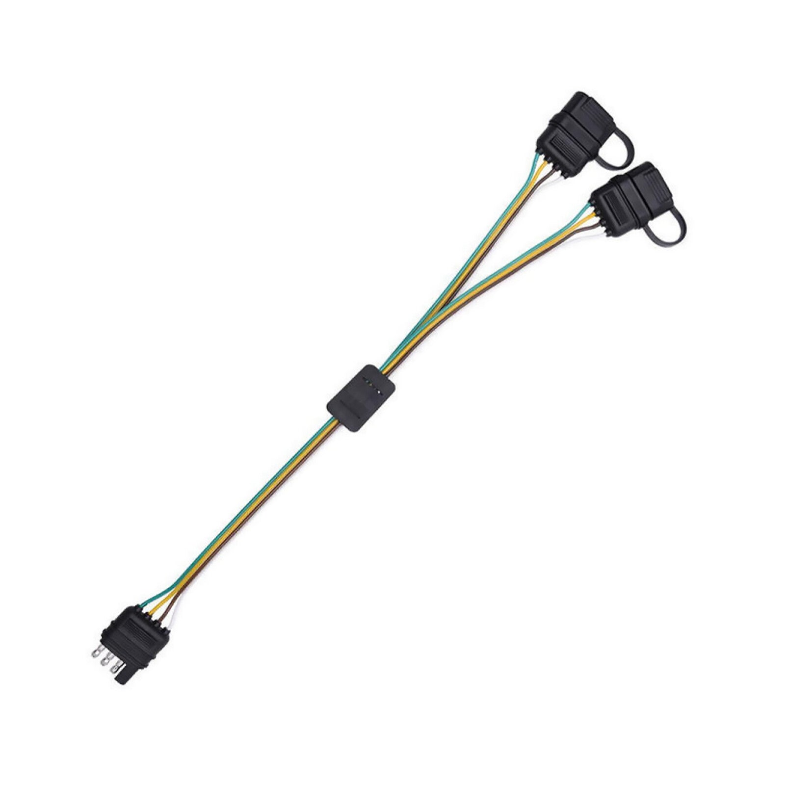 4-Pin Y-Splitter Adapter Trailer Extension Harness Connector with Dust Cap